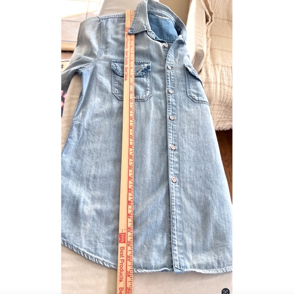 MOTHER  Chambray Denim Short Sleeved Button Up Shirt - M - Picture 9 of 9
